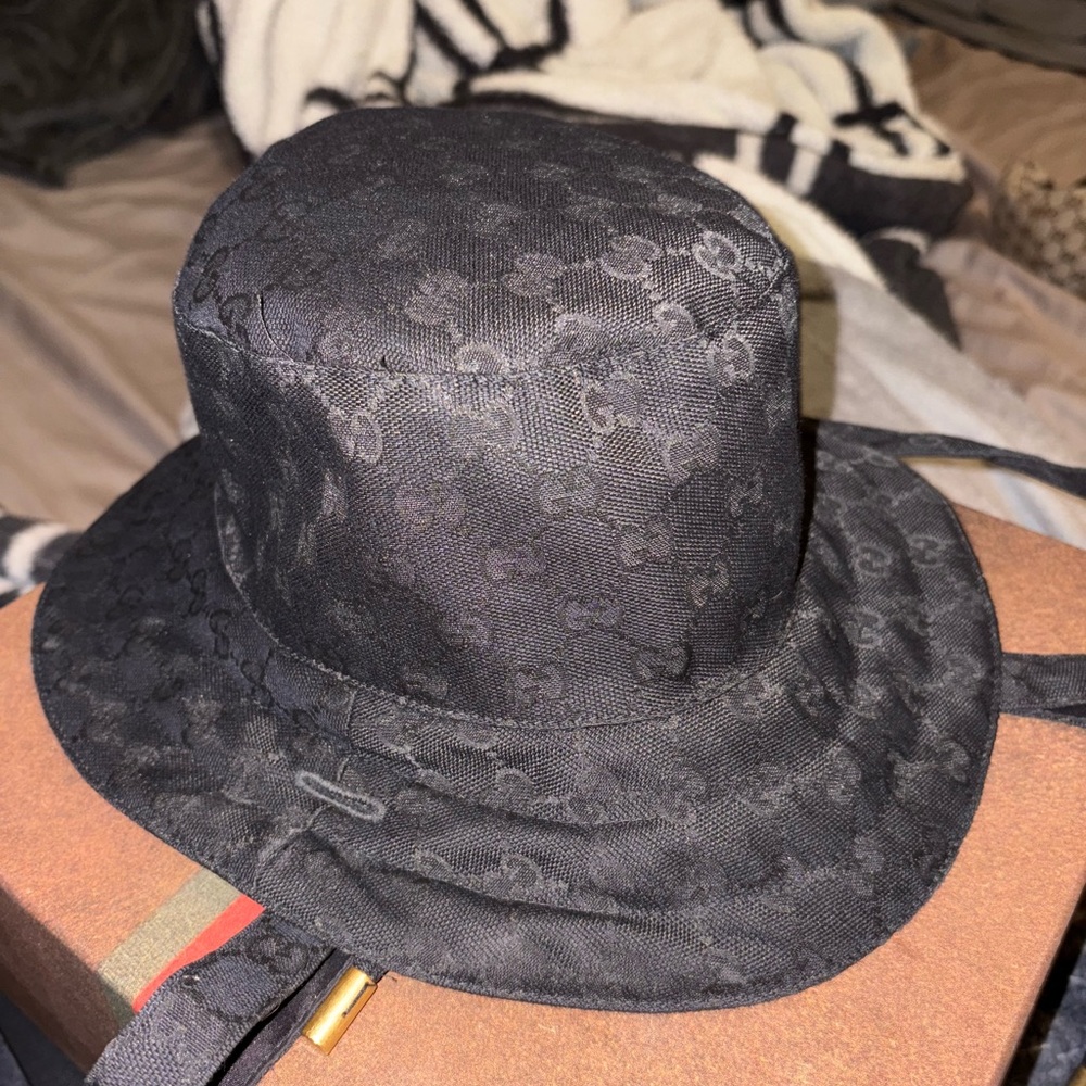 Gucci Black Monogram Bucket Hat